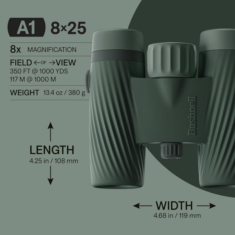 BUSHNELL A1 Compact Waterproof Binoculars 8x25 (A1-825CG)