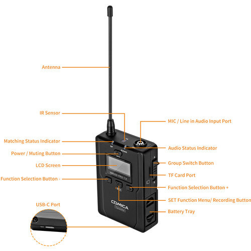 Comica Camera-Mount Wireless Omni Lavalier Microphone System (520 to 578 MHz) (CVM-WM200C) (Parallel Import)