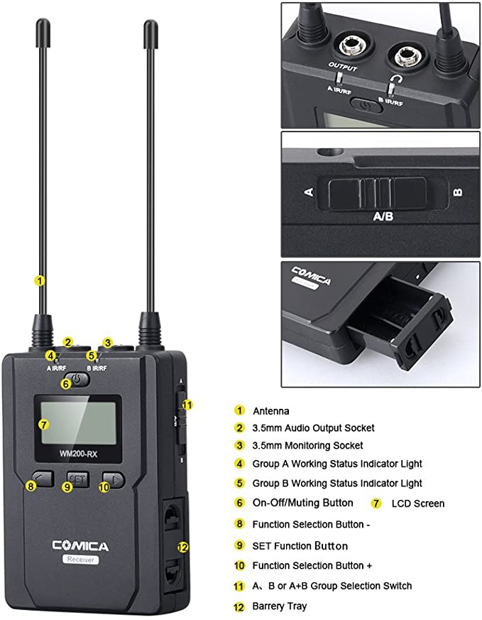 Comica Wireless Microphone UHF (CVM-WM200D) (Parallel Import)