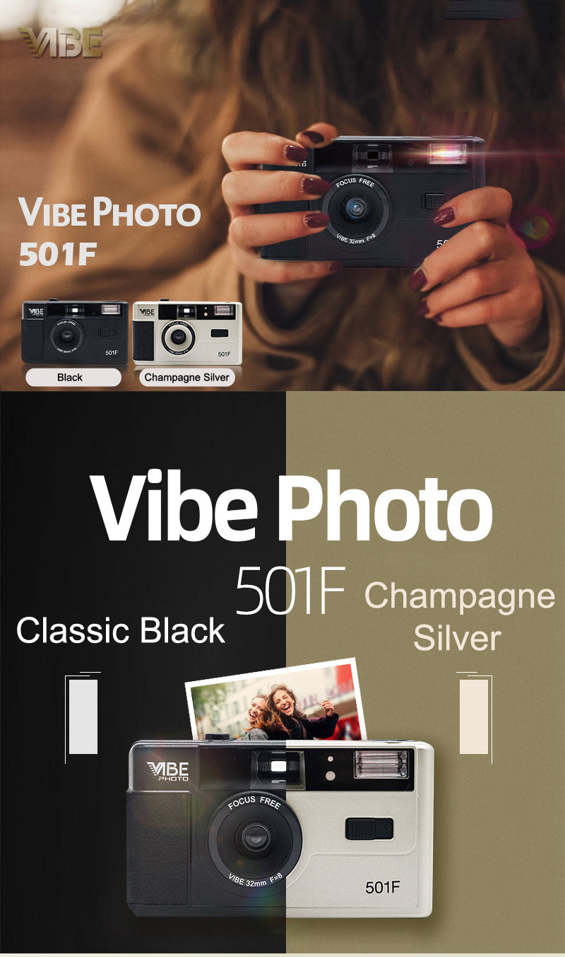 VIBE Photo German 501F Vintage 35mm Reusable Photo Film Camera (Parallel Import)