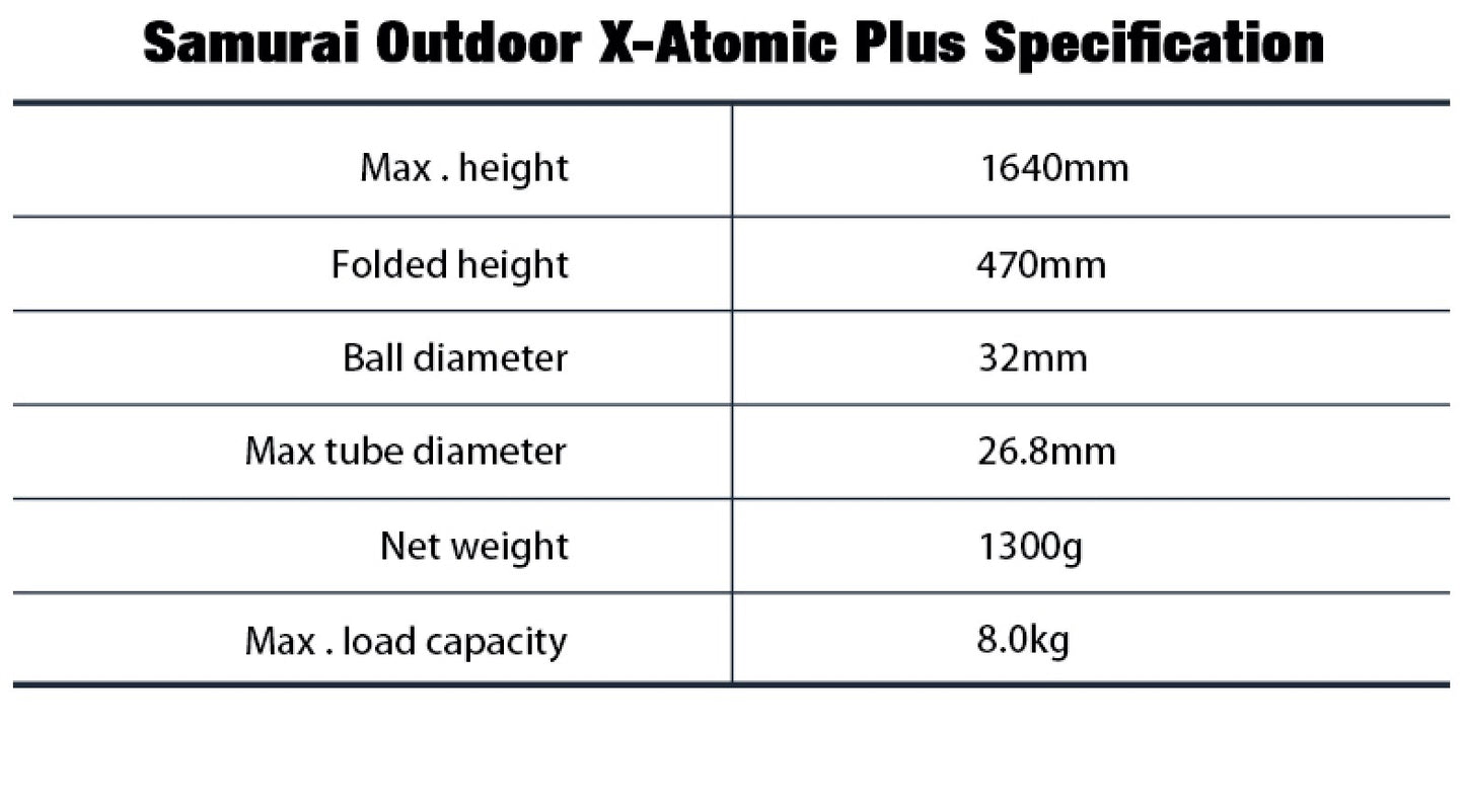 Samurai 新武士 Outdoor X-Atomic Plus 可拆卸三腳架(連 SBH-50 球頭,黑色)