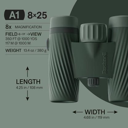 BUSHNELL A1 Compact Waterproof Binoculars 8x25 (A1-825CG)