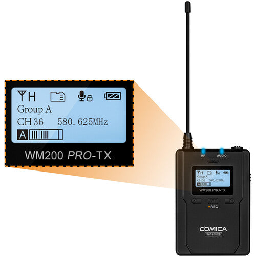 Comica 攝像頭安裝無線全向領夾式麥克風系統（520 至 578 MHz）(CVM-WM200C)