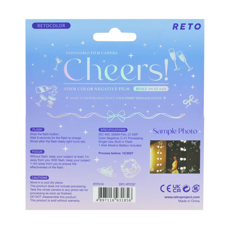 Reto Retocolor Cheers 35mm Disposable Film Camera with 27 exposures