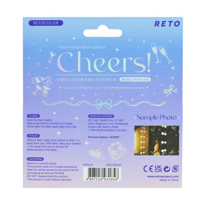 Reto Retocolor Cheers 35mm Disposable Film Camera with 27 exposures