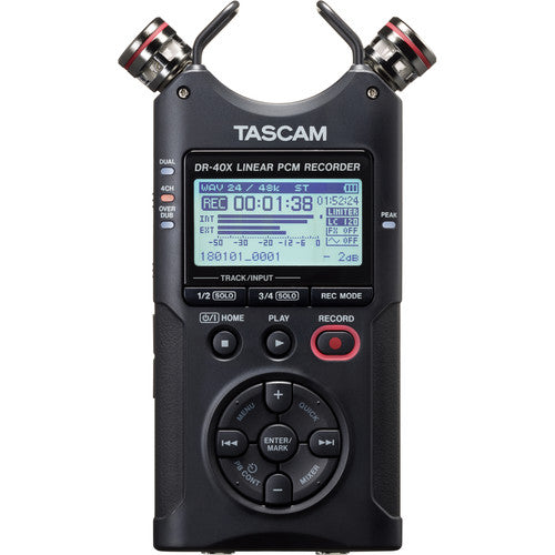 Tascam DR-40X 4-Channel / 4-Track Portable Audio Recorder and USB Interface with Adjustable Mic