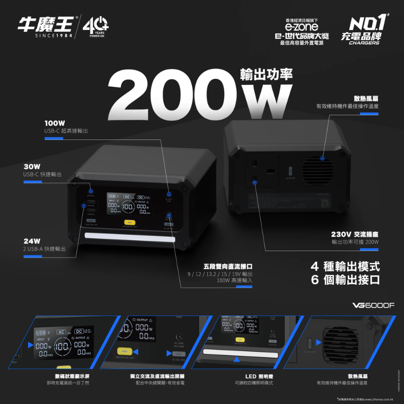 Maxpower 牛魔王 VG6000F 51,500mAh / 192Wh / 200W 流動 AC 電源 (原裝行貨)